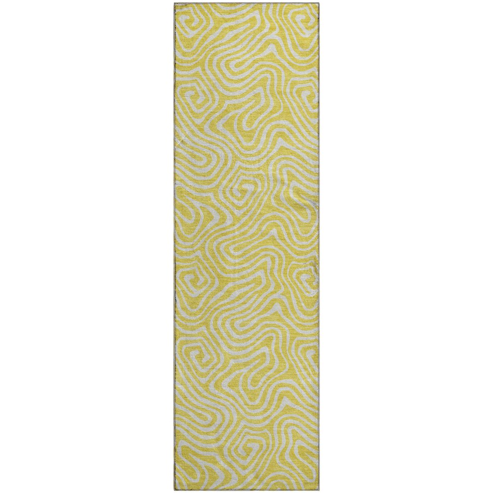 Premium Machine Washable Mayfield AMF1030 Yellow 2'3" x 7'6" Runner Rug. Picture 1