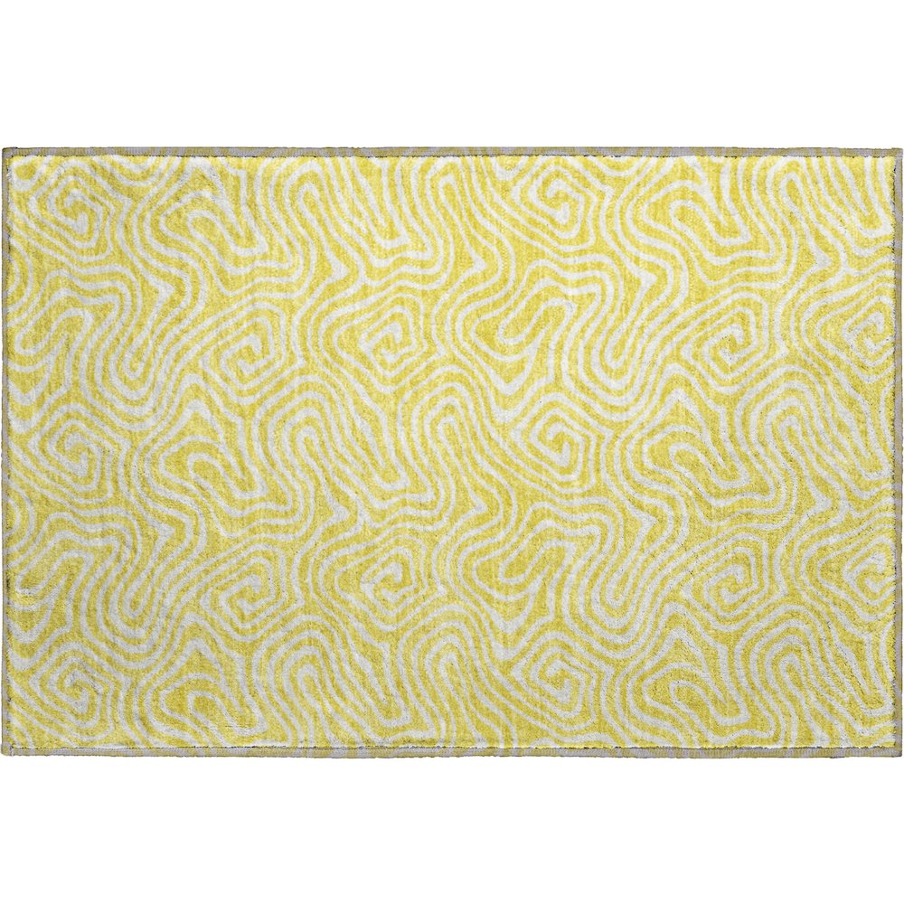 Premium Machine Washable Mayfield AMF1030 Yellow 1'8" x 2'6" Rug. Picture 1