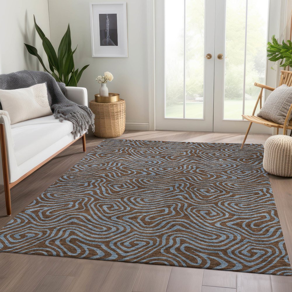 Premium Machine Washable Mayfield AMF1031 Brown 2'6" x 3'10" Rug. Picture 6