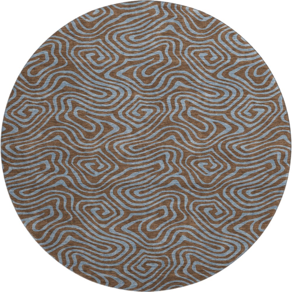 Premium Machine Washable Mayfield AMF1031 Brown 8' x 8' Round Rug. Picture 1