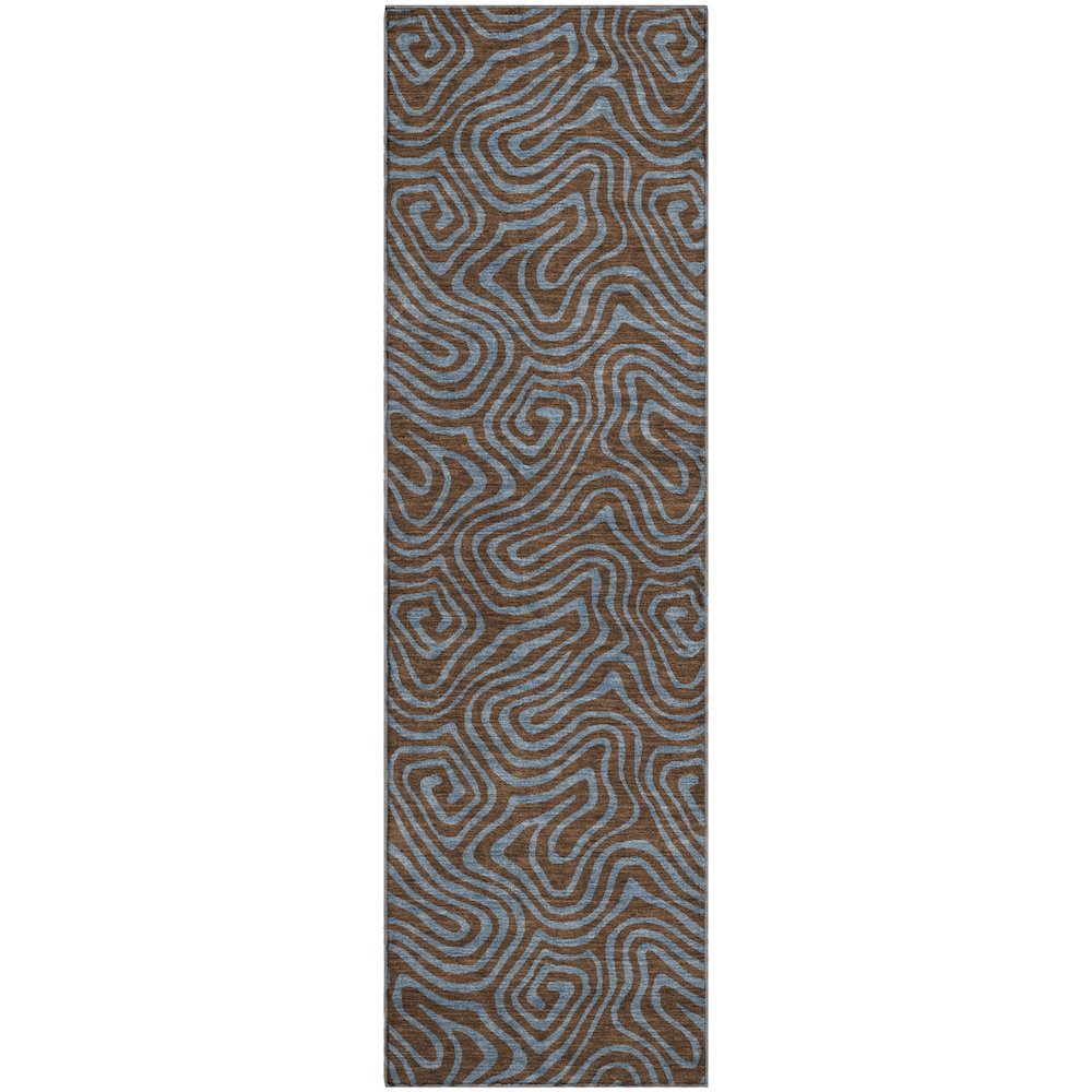 Premium Machine Washable Mayfield AMF1031 Brown 2'3" x 7'6" Runner Rug. Picture 1