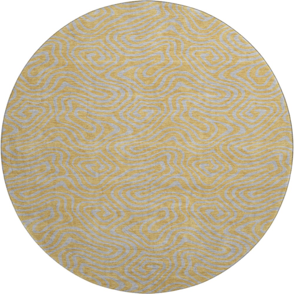 Premium Machine Washable Mayfield AMF1031 Gold 8' x 8' Round Rug. Picture 1