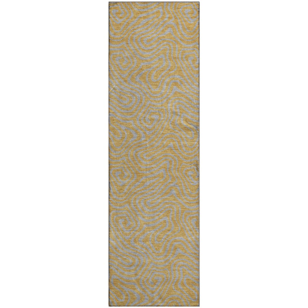 Premium Machine Washable Mayfield AMF1031 Gold 2'3" x 7'6" Runner Rug. Picture 1