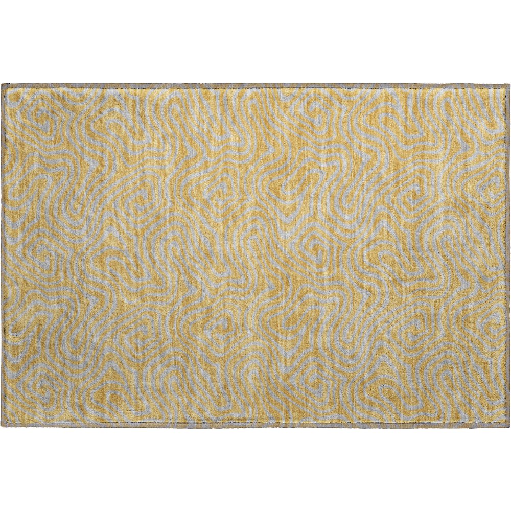 Premium Machine Washable Mayfield AMF1031 Gold 1'8" x 2'6" Rug. Picture 1