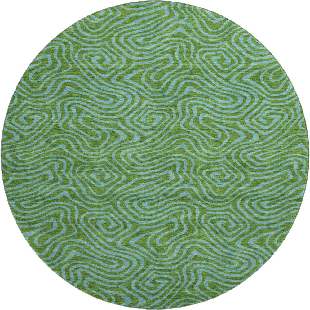 Premium Machine Washable Mayfield AMF1031 Green 8' x 8' Round Rug. Picture 1