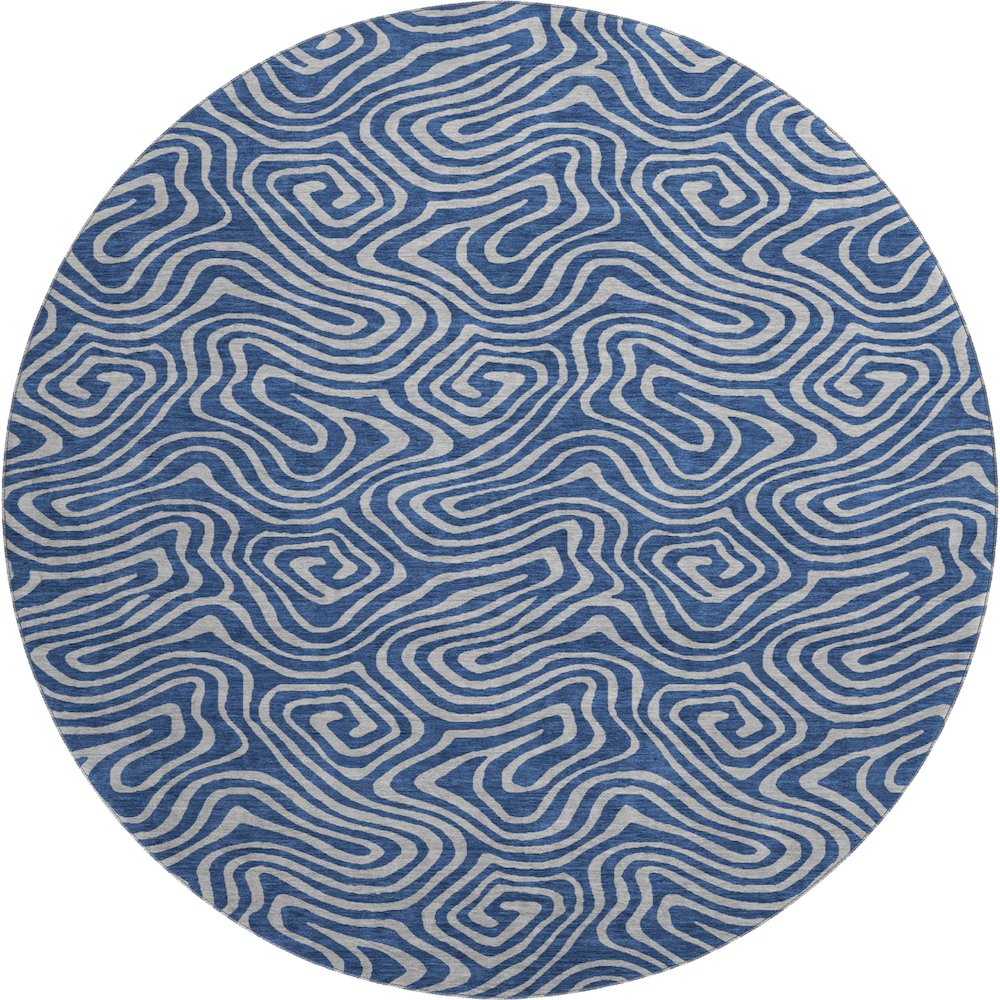 Premium Machine Washable Mayfield AMF1031 Navy 8' x 8' Round Rug. Picture 1