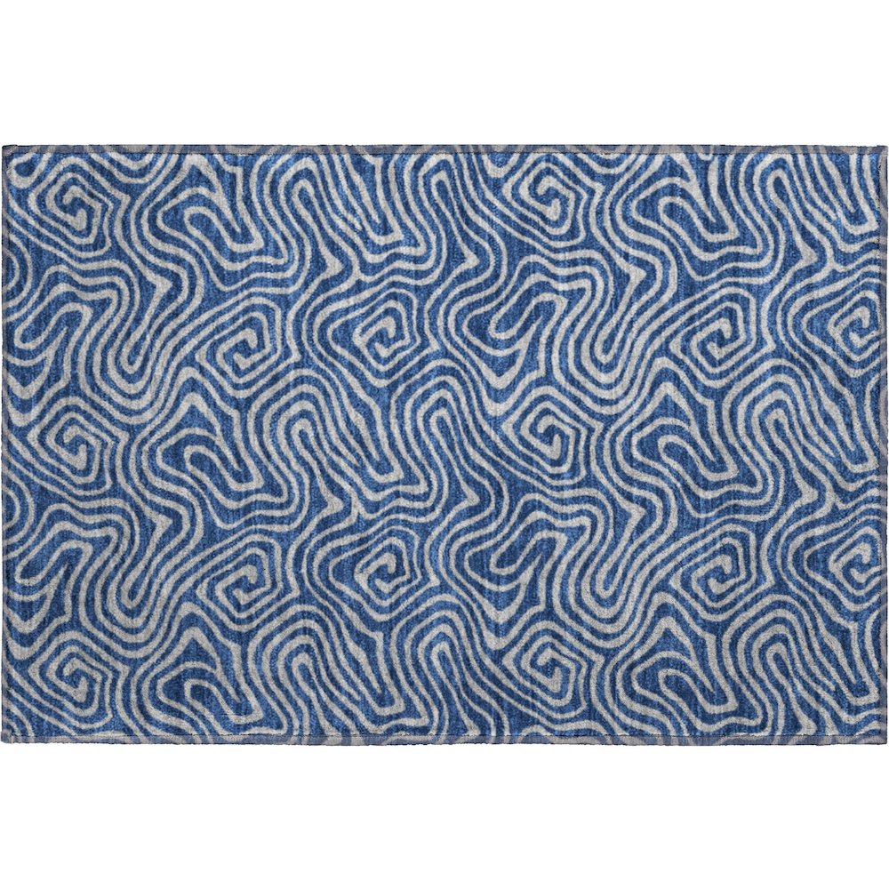 Premium Machine Washable Mayfield AMF1031 Navy 1'8" x 2'6" Rug. Picture 1