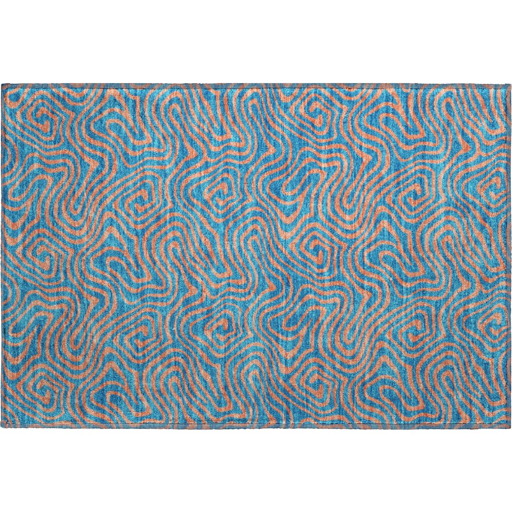 Premium Machine Washable Mayfield AMF1031 Teal 1'8" x 2'6" Rug. Picture 1