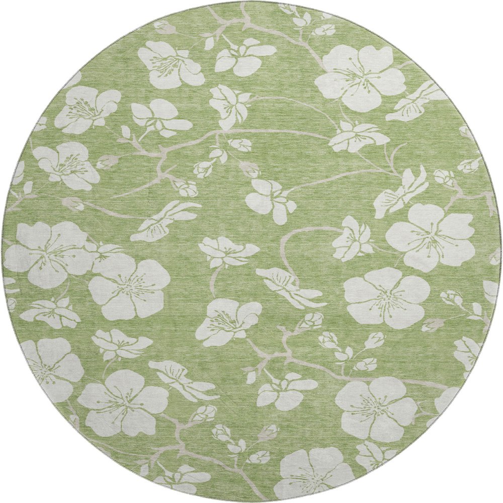 Premium Machine Washable Mayfield AMF1032 Aloe 8' x 8' Round Rug. Picture 1