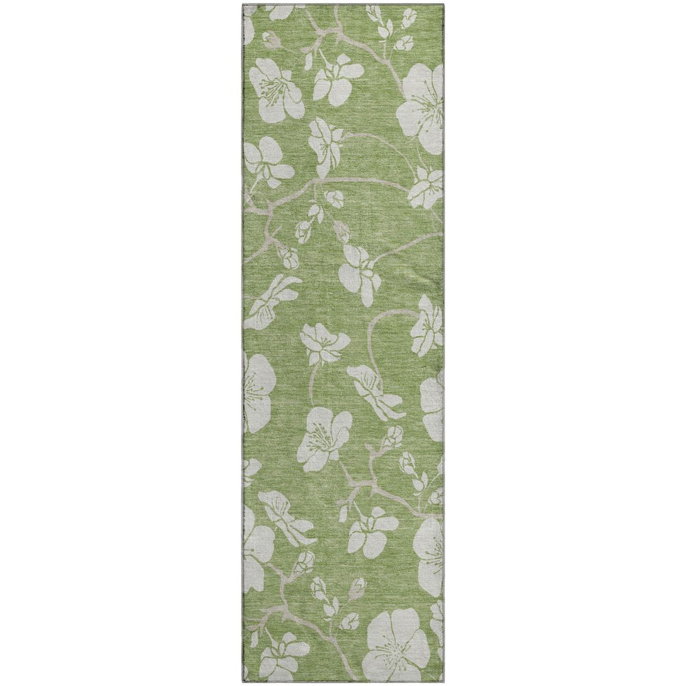 Premium Machine Washable Mayfield AMF1032 Aloe 2'3" x 7'6" Runner Rug. Picture 1