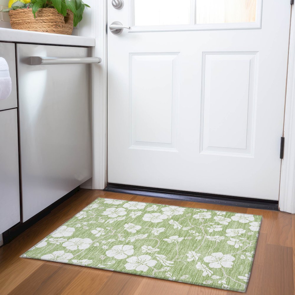 Premium Machine Washable Mayfield AMF1032 Aloe 1'8" x 2'6" Rug. Picture 5