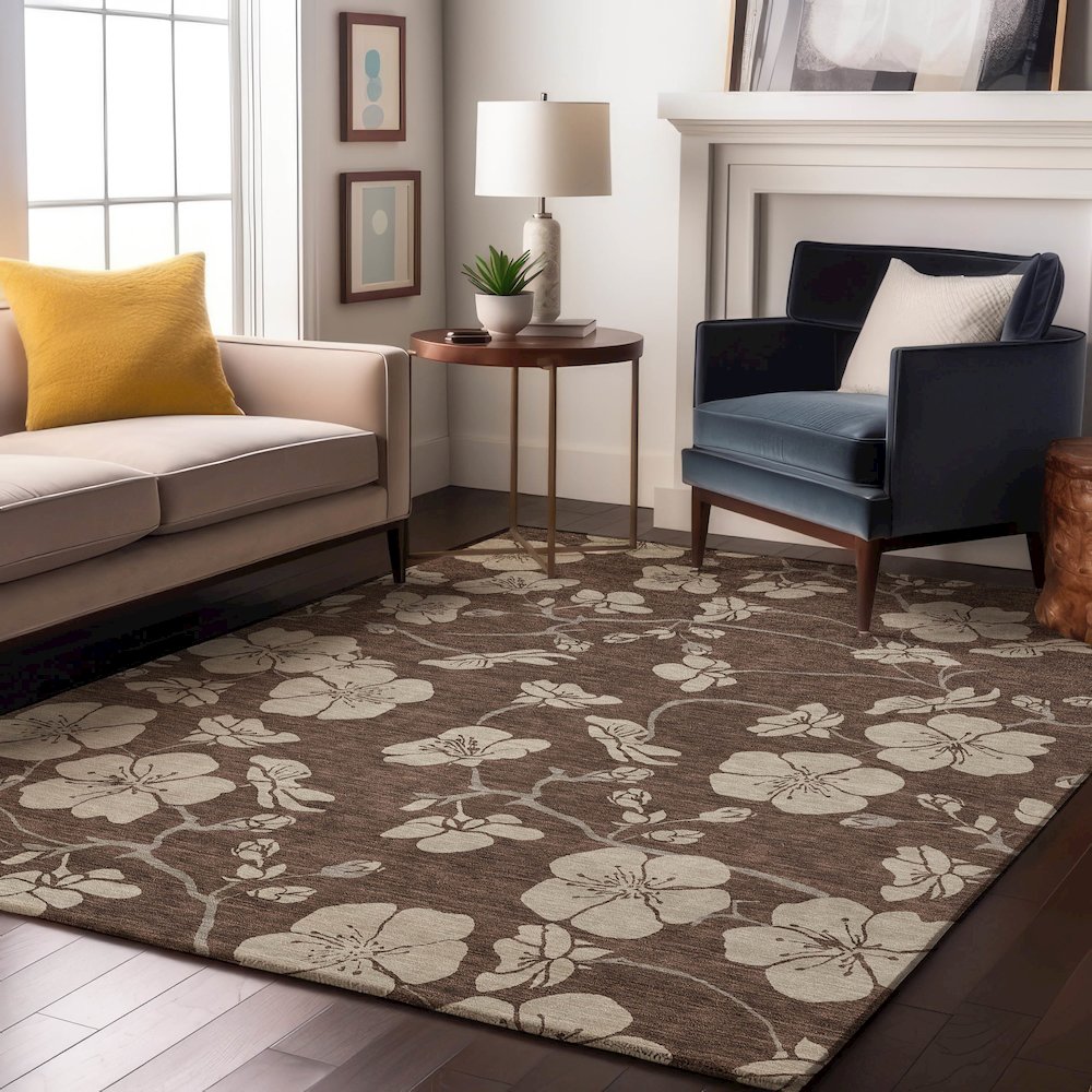 Premium Machine Washable Mayfield AMF1032 Brown 2'6" x 3'10" Rug. Picture 5