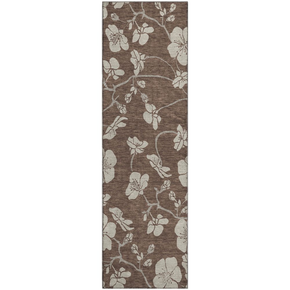 Premium Machine Washable Mayfield AMF1032 Brown 2'3" x 7'6" Runner Rug. Picture 1