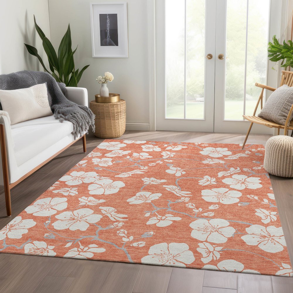 Premium Machine Washable Mayfield AMF1032 Coral 2'6" x 3'10" Rug. Picture 6