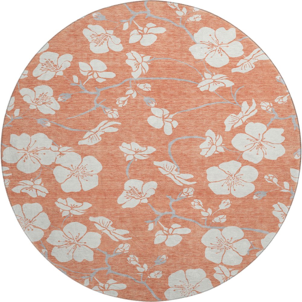 Premium Machine Washable Mayfield AMF1032 Coral 8' x 8' Round Rug. Picture 1