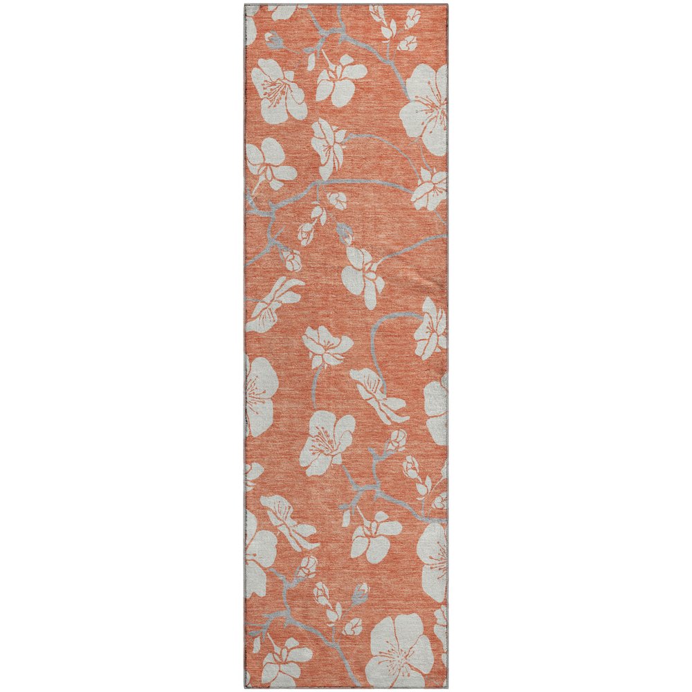 Premium Machine Washable Mayfield AMF1032 Coral 2'3" x 7'6" Runner Rug. Picture 1