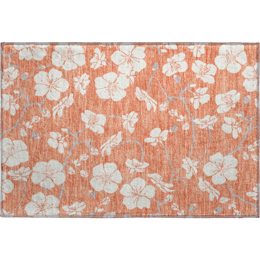 Premium Machine Washable Mayfield AMF1032 Coral 1'8" x 2'6" Rug. Picture 1