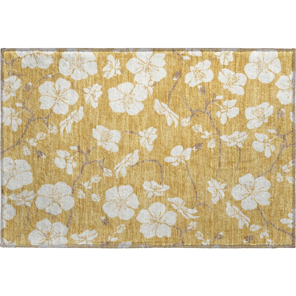 Premium Machine Washable Mayfield AMF1032 Gold 1'8" x 2'6" Rug. Picture 1