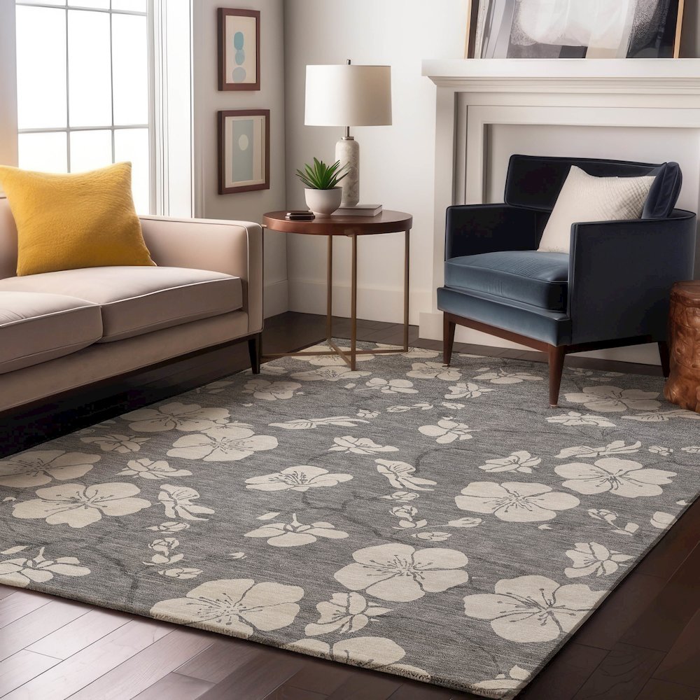 Premium Machine Washable Mayfield AMF1032 Gray 2'6" x 3'10" Rug. Picture 5