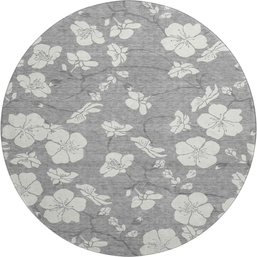 Premium Machine Washable Mayfield AMF1032 Gray 8' x 8' Round Rug. Picture 1