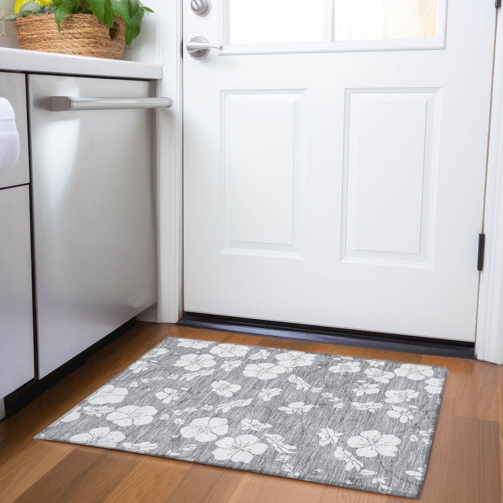 Premium Machine Washable Mayfield AMF1032 Gray 1'8" x 2'6" Rug. Picture 5