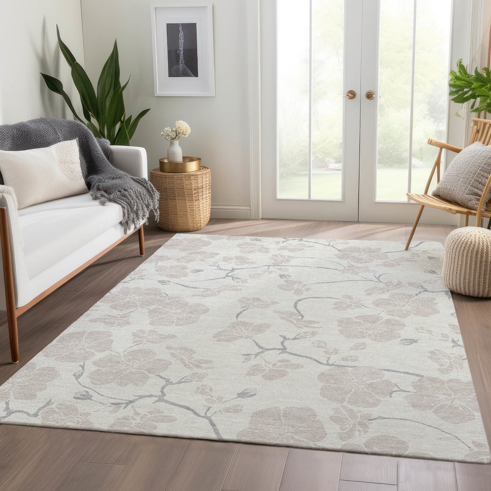 Premium Machine Washable Mayfield AMF1032 Ivory 2'6" x 3'10" Rug. Picture 6