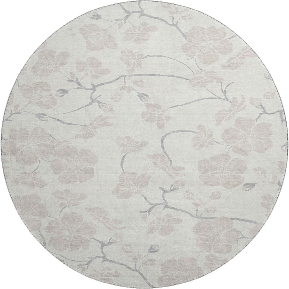 Premium Machine Washable Mayfield AMF1032 Ivory 8' x 8' Round Rug. Picture 1