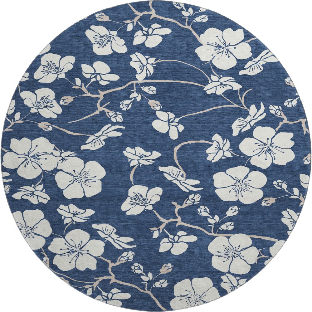 Premium Machine Washable Mayfield AMF1032 Navy 8' x 8' Round Rug. Picture 1