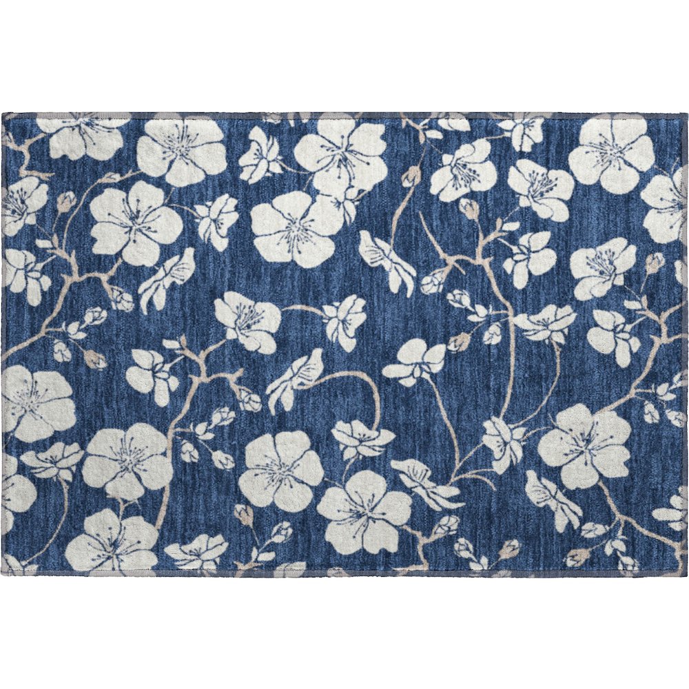 Premium Machine Washable Mayfield AMF1032 Navy 1'8" x 2'6" Rug. Picture 1