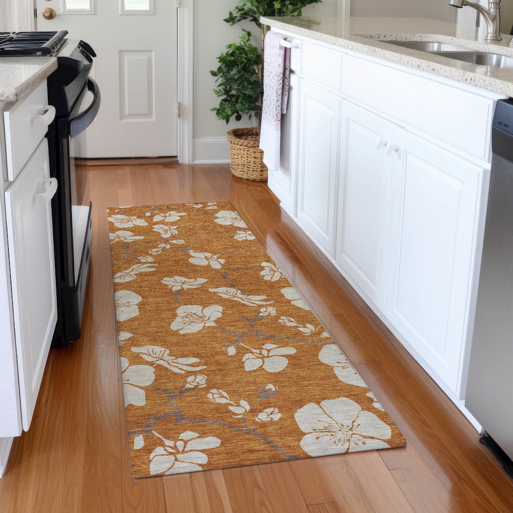 Premium Machine Washable Mayfield AMF1032 Paprika 2'3" x 7'6" Runner Rug. Picture 5