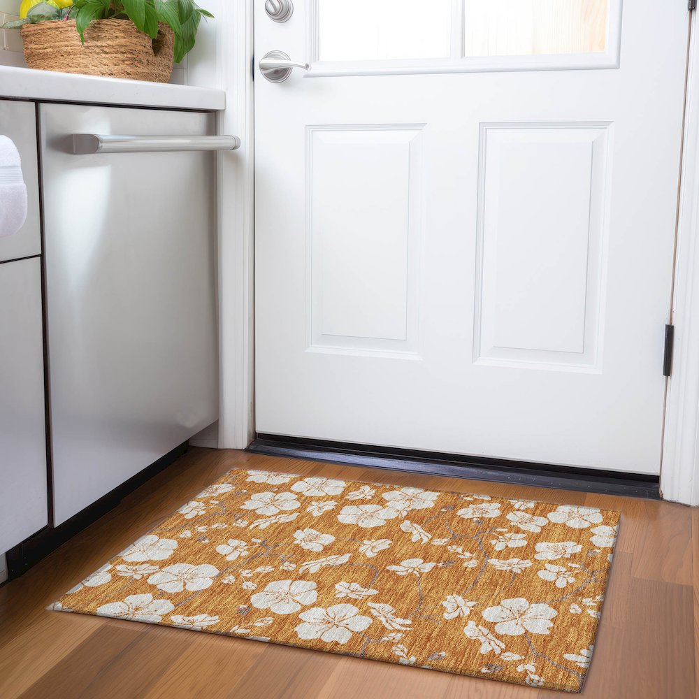 Premium Machine Washable Mayfield AMF1032 Paprika 1'8" x 2'6" Rug. Picture 5
