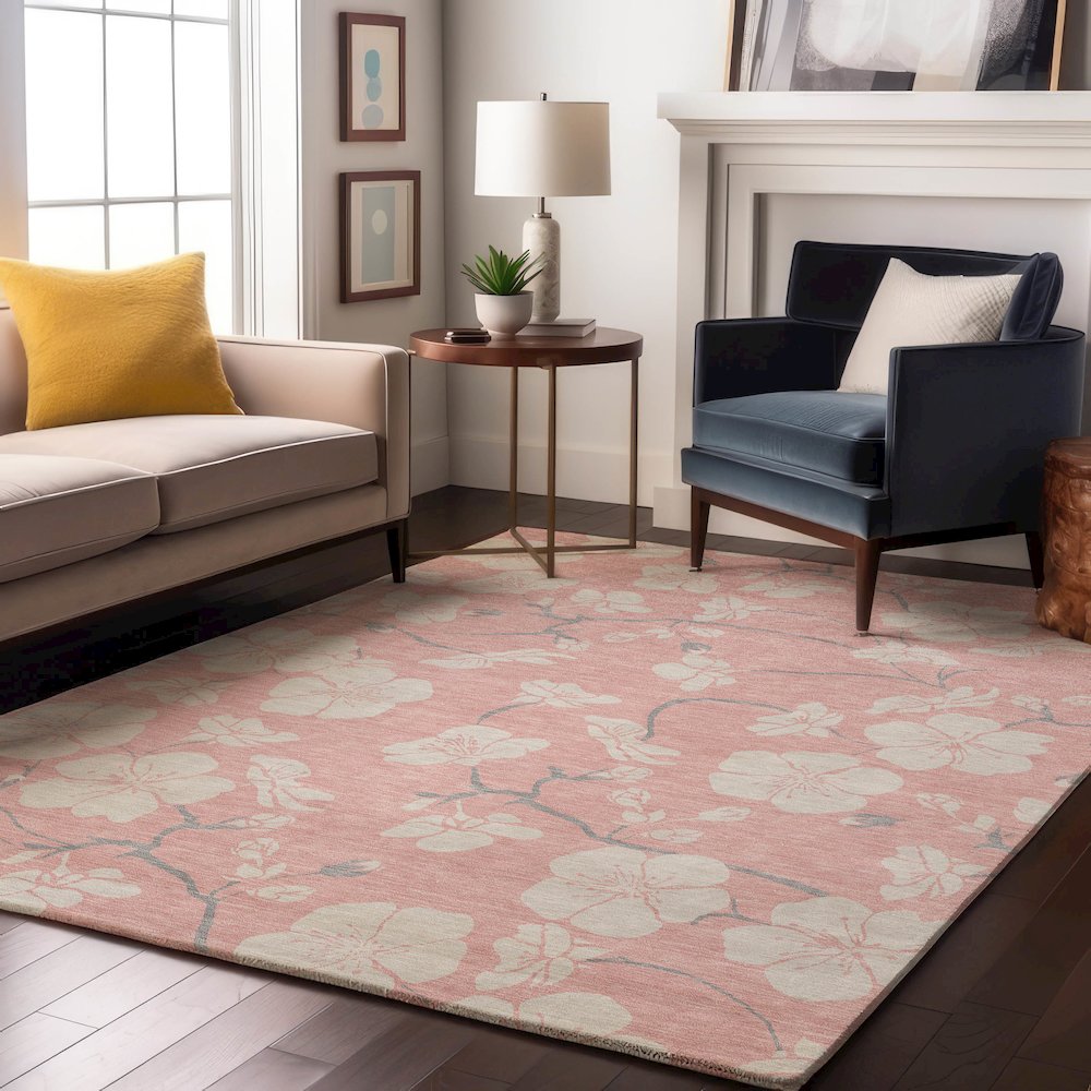 Premium Machine Washable Mayfield AMF1032 Pink 2'6" x 3'10" Rug. Picture 5
