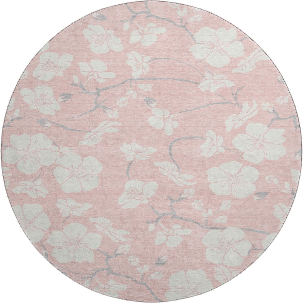Premium Machine Washable Mayfield AMF1032 Pink 8' x 8' Round Rug. Picture 1