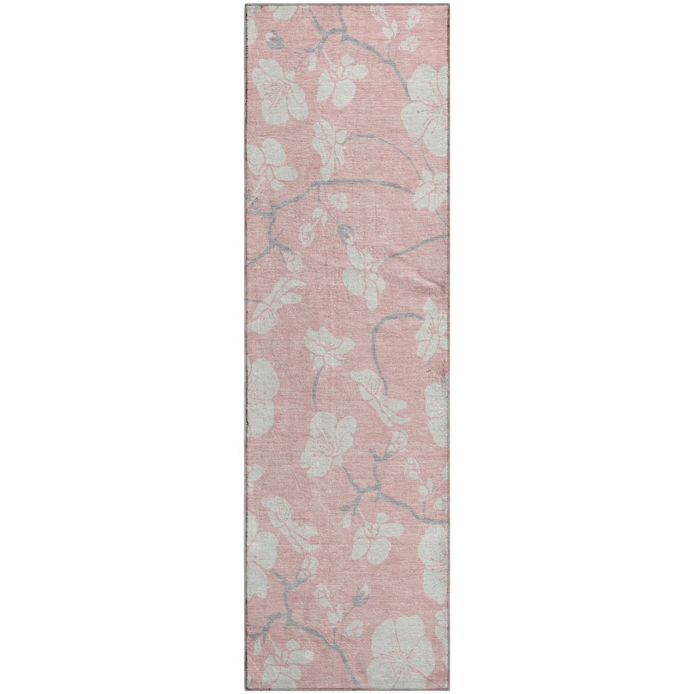 Premium Machine Washable Mayfield AMF1032 Pink 2'3" x 7'6" Runner Rug. Picture 1