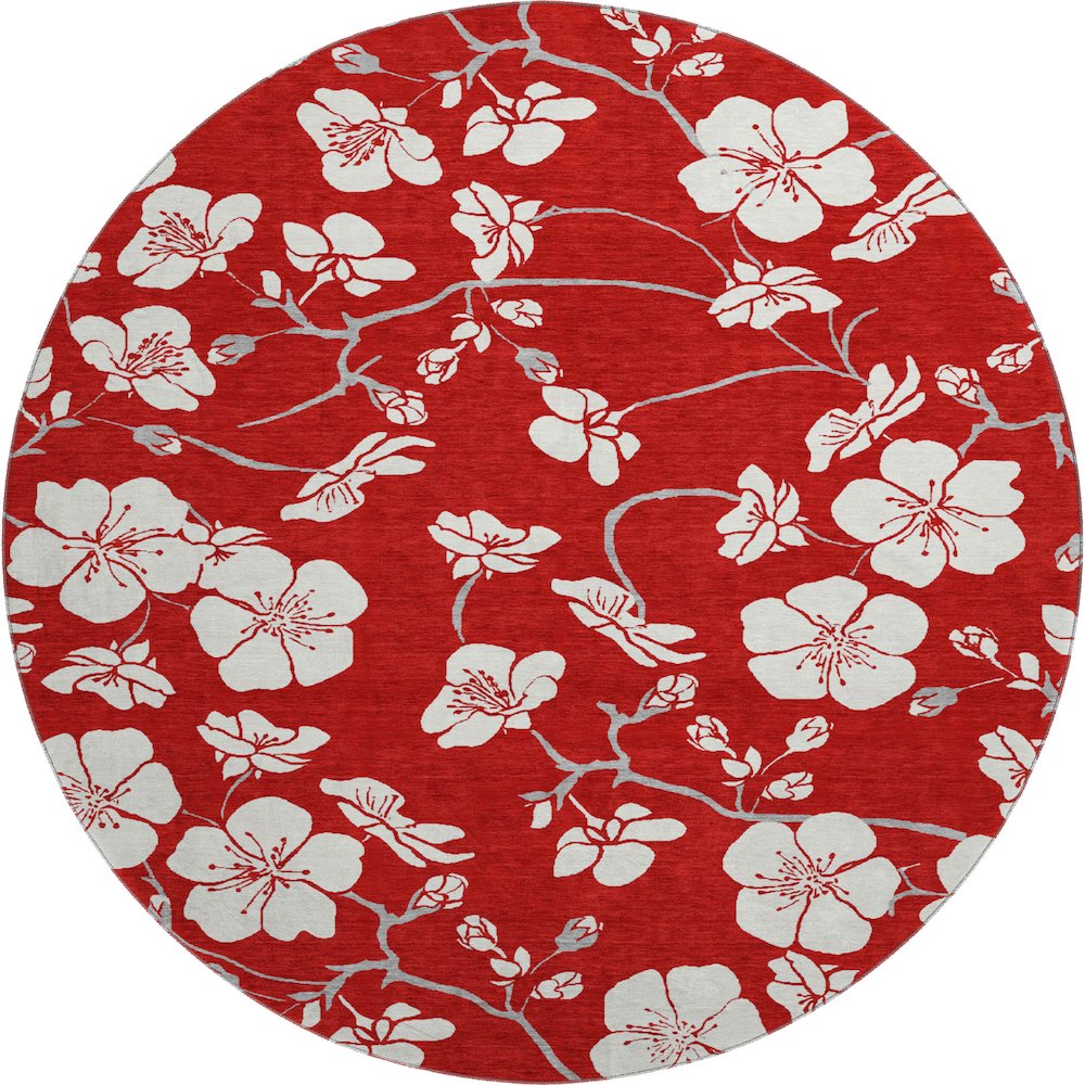 Premium Machine Washable Mayfield AMF1032 Red 8' x 8' Round Rug. Picture 1