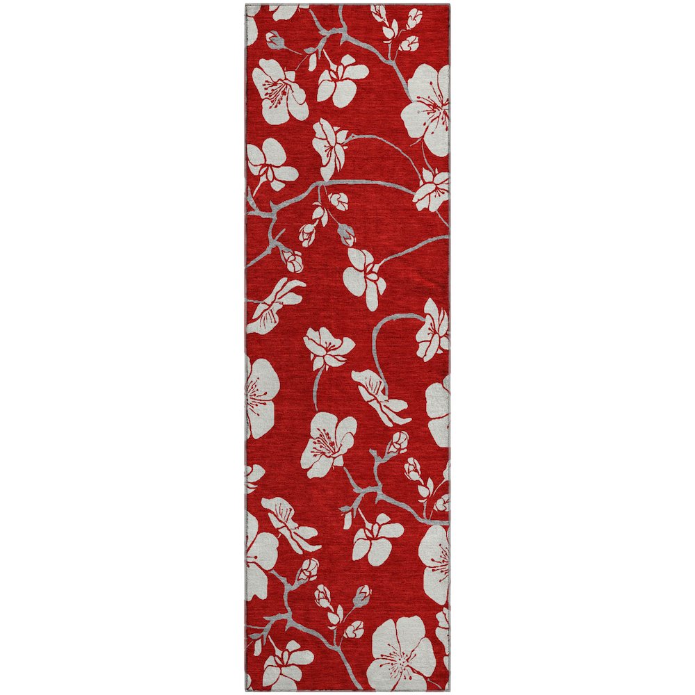 Premium Machine Washable Mayfield AMF1032 Red 2'3" x 7'6" Runner Rug. Picture 1