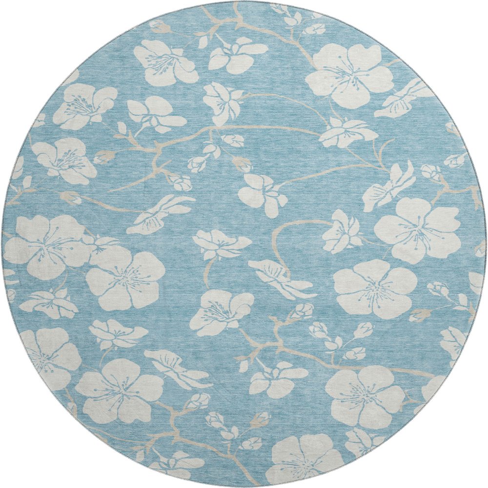 Premium Machine Washable Mayfield AMF1032 Sky 8' x 8' Round Rug. Picture 1