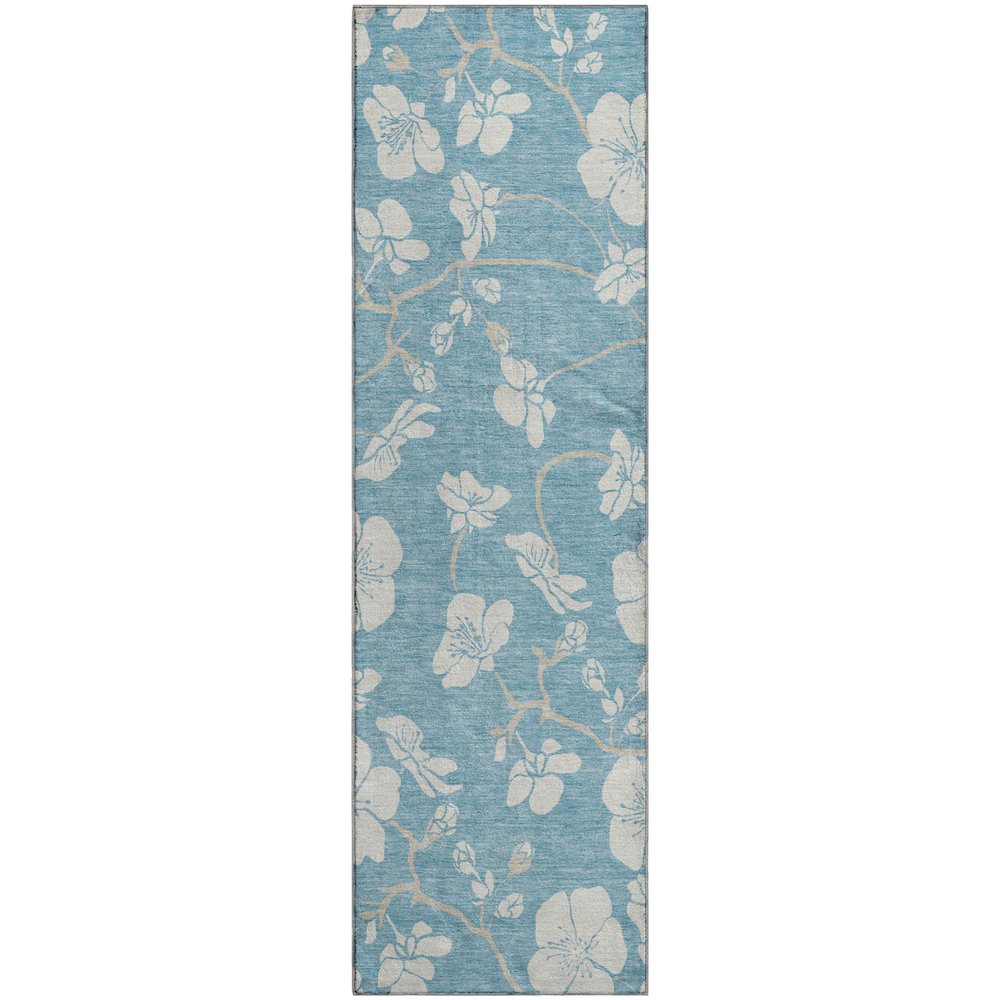 Premium Machine Washable Mayfield AMF1032 Sky 2'3" x 7'6" Runner Rug. Picture 1