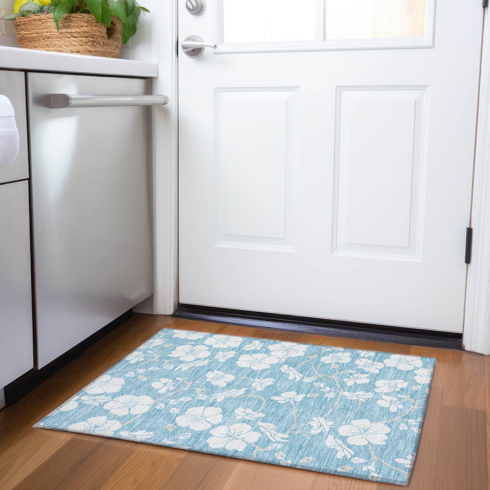 Premium Machine Washable Mayfield AMF1032 Sky 1'8" x 2'6" Rug. Picture 5