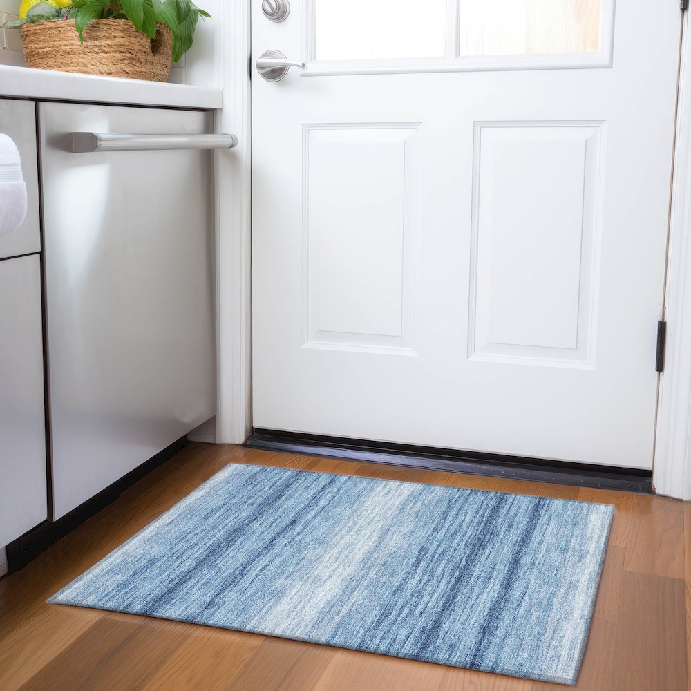 Premium Machine Washable Mayfield AMF1033 Blue 1'8" x 2'6" Rug. Picture 5