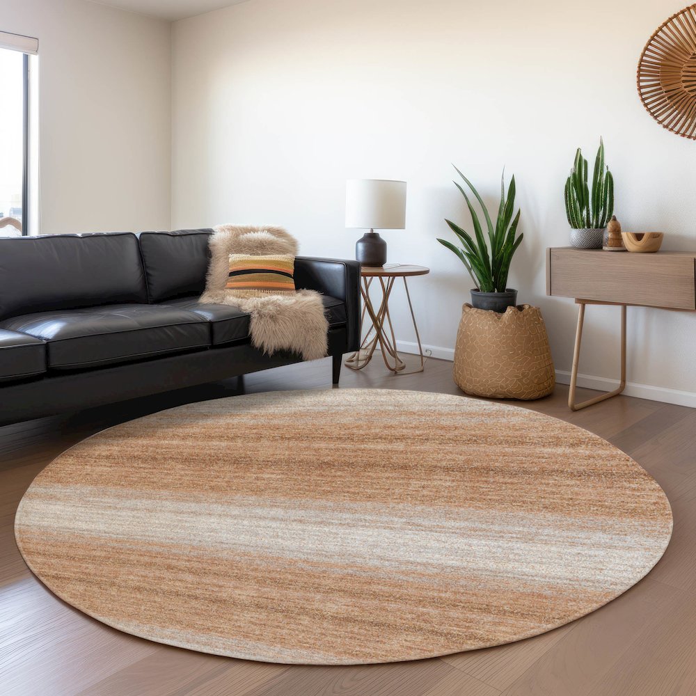 Premium Machine Washable Mayfield AMF1033 Copper 8' x 8' Round Rug. Picture 5
