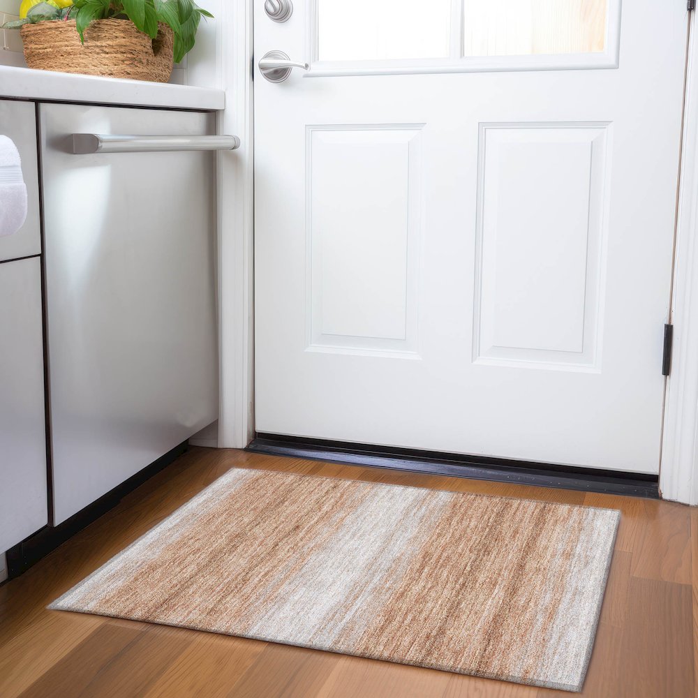 Premium Machine Washable Mayfield AMF1033 Copper 1'8" x 2'6" Rug. Picture 5