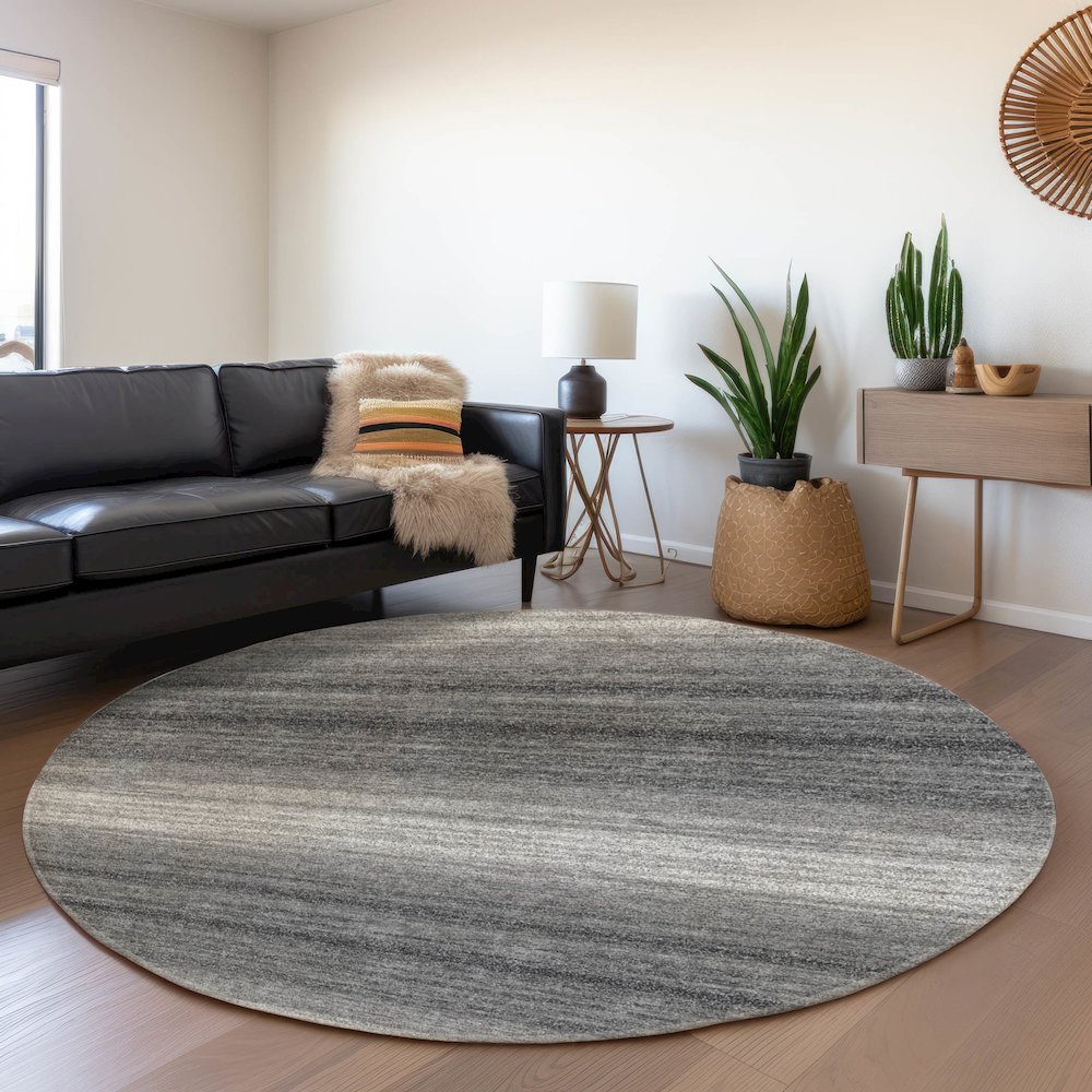 Premium Machine Washable Mayfield AMF1033 Gray 8' x 8' Round Rug. Picture 5