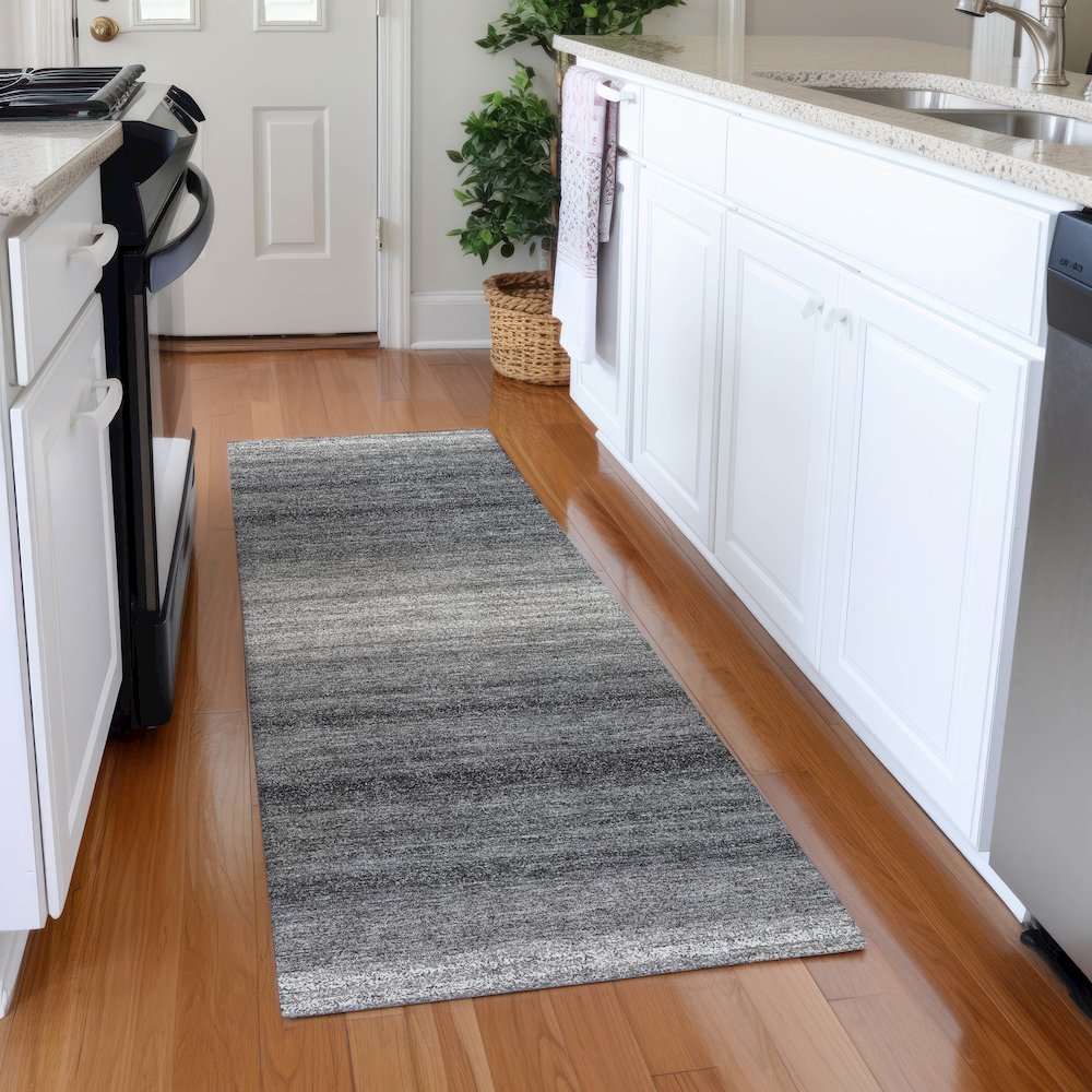 Premium Machine Washable Mayfield AMF1033 Gray 2'3" x 7'6" Runner Rug. Picture 5