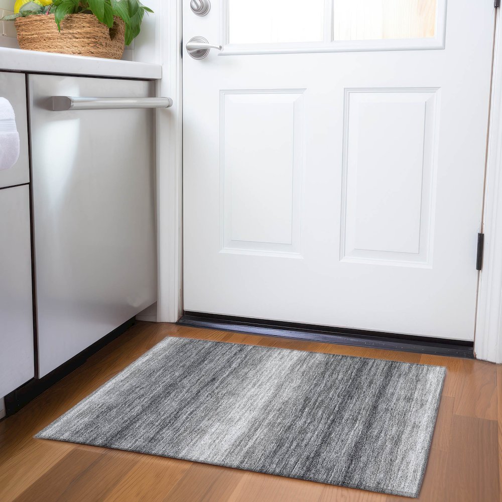 Premium Machine Washable Mayfield AMF1033 Gray 1'8" x 2'6" Rug. Picture 5