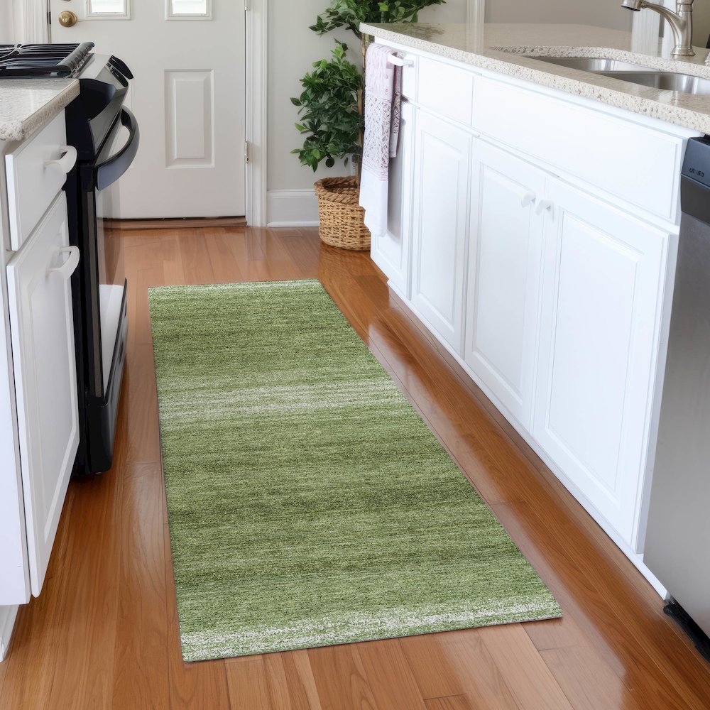 Premium Machine Washable Mayfield AMF1033 Green 2'3" x 7'6" Runner Rug. Picture 5