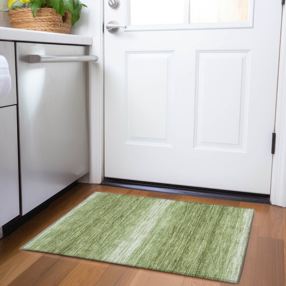 Premium Machine Washable Mayfield AMF1033 Green 1'8" x 2'6" Rug. Picture 5