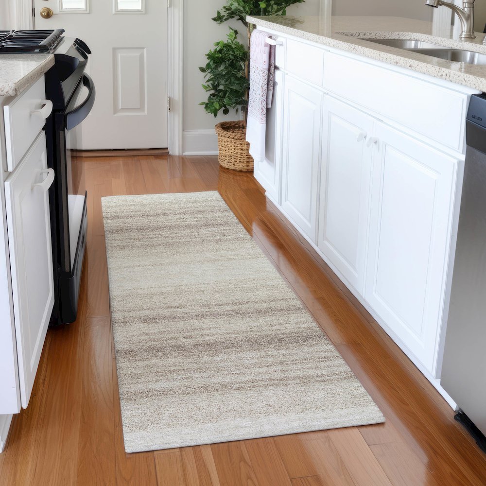 Premium Machine Washable Mayfield AMF1033 Ivory 2'3" x 7'6" Runner Rug. Picture 5