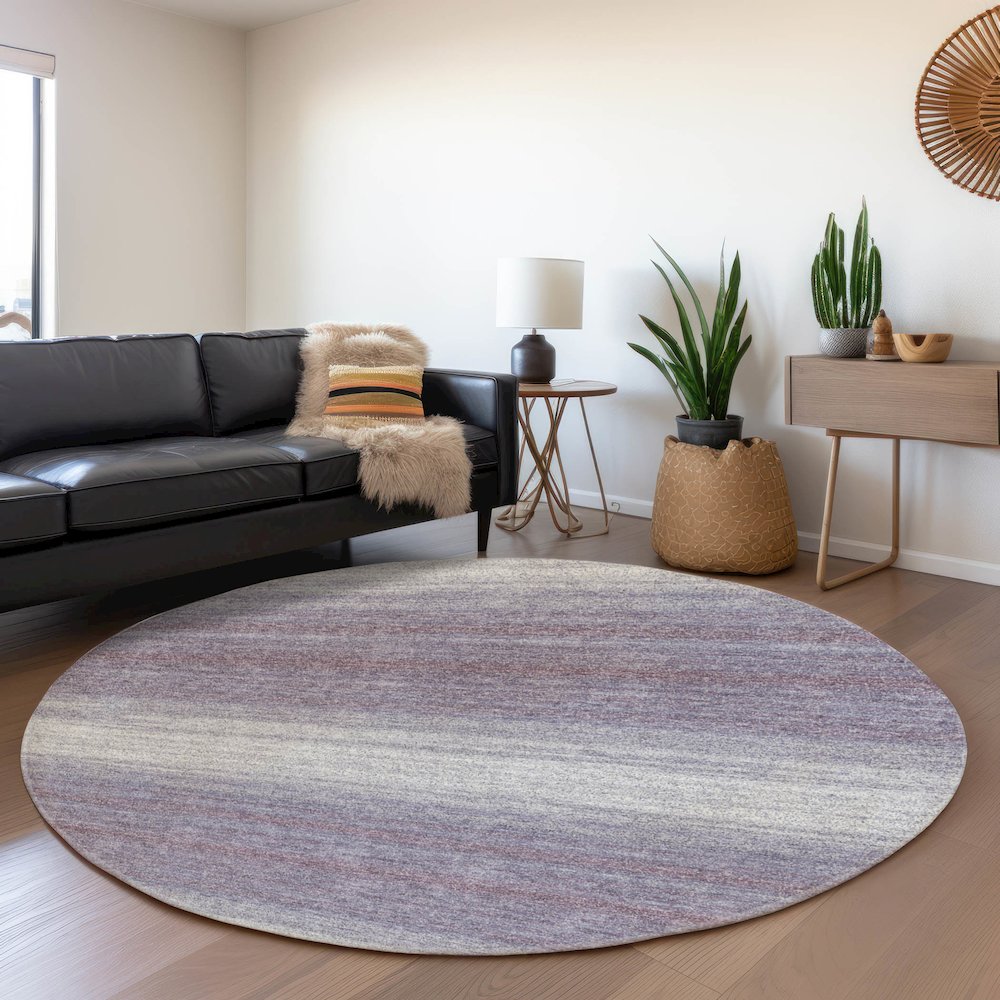 Premium Machine Washable Mayfield AMF1033 Lavender 8' x 8' Round Rug. Picture 5