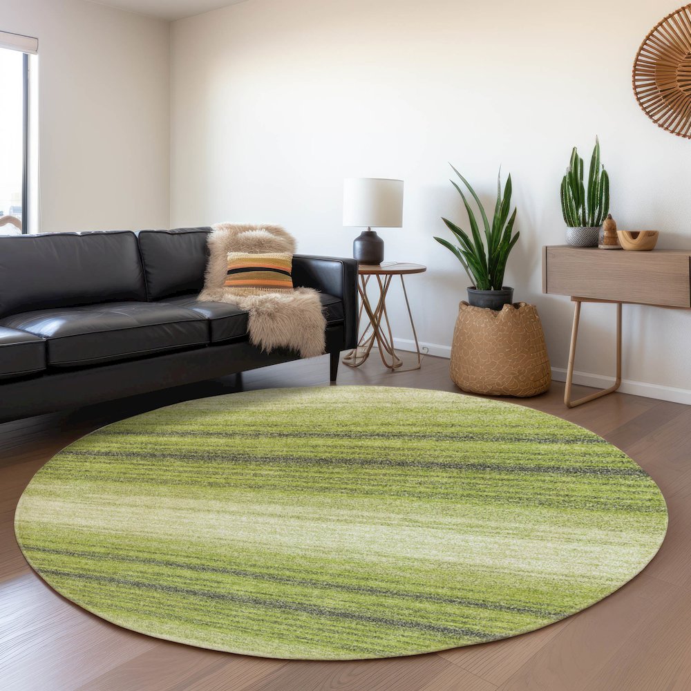 Premium Machine Washable Mayfield AMF1033 Lime 8' x 8' Round Rug. Picture 5